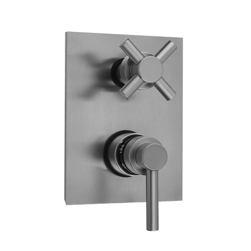 Rectangle Plate with Contempo Low Lever Thermostatic Valve with Contempo Cross Built-in 2-Way Or 3-Way Diverter/Volume Controls (J-TH34-686 / J-TH34-687 / J-TH34-688 / J-TH34-689), Sedona Beige (SDB)