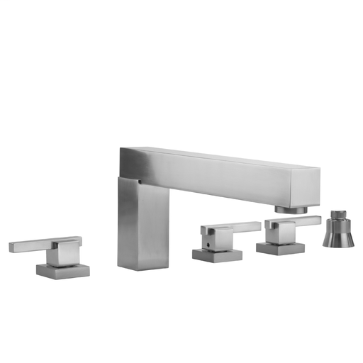CUBIX® Roman Tub Set with CUBIX® Lever Handles and Straight Handshower Holder, Polished Nickel (PN)