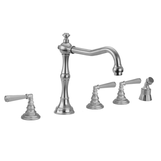 Roaring 20's Roman Tub Set with Hex Lever Handles and Angled Handshower Mount, Pewter (PEW)
