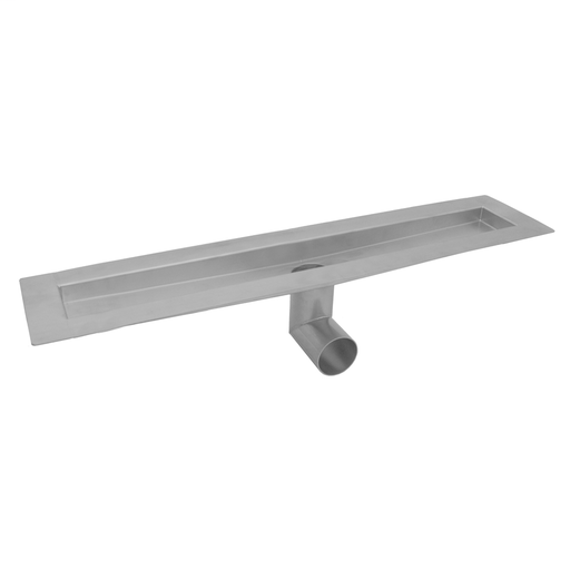 24" zeroEDGE Side Outlet Channel Drain Body, Brushed Stainless (BSS)