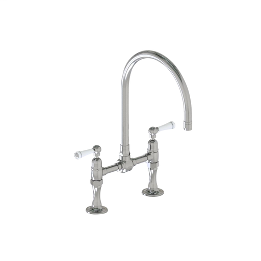 Deck Mount 10" Swivel Spout with White Ceramic Lever, Polished Stainless (PSS)