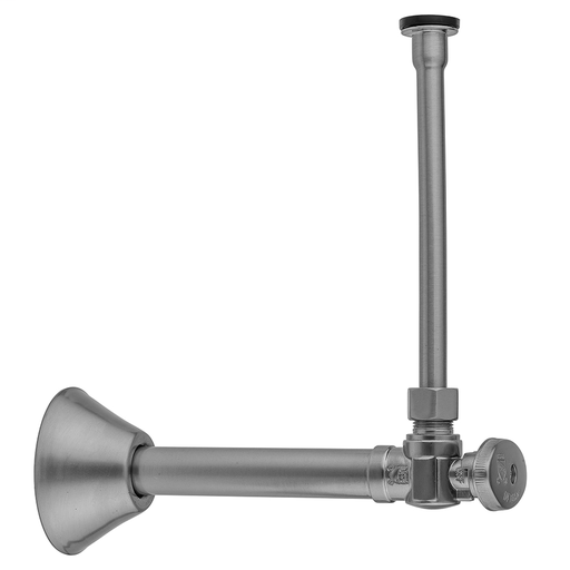 Quarter Turn Angle Pattern 1/2" Copper (Sweat Fit) x 3/8" O.D. Toilet Supply Kit with Oval Handle, 12" Supply Tube, Escutcheon, Satin Chrome (SC)