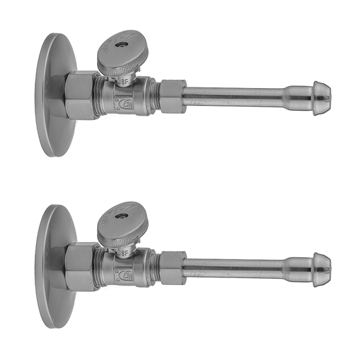 Quarter Turn Straight Pattern 5/8" O.D. Compression (Fits 1/2" Copper) x 3/8" O.D. Faucet Supply Kit with Oval Handle, 20" Supply Tubes, Escutcheons, Polished Chrome (PCH)
