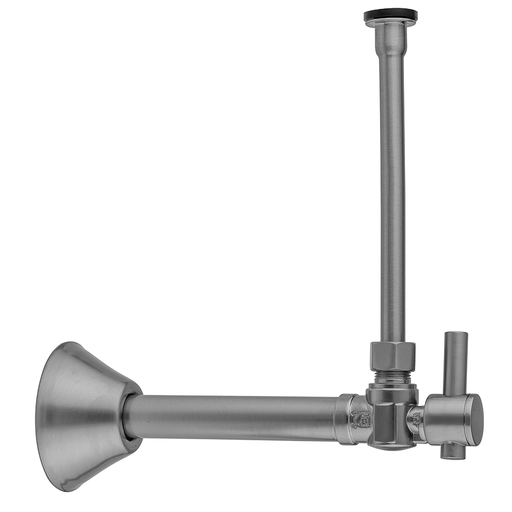 Quarter Turn Angle Pattern 1/2" Copper (Sweat Fit) x 3/8" O.D. Toilet Supply Kit with Contempo Lever Handle, 12" Supply Tube, Escutcheon, Satin Chrome (SC)