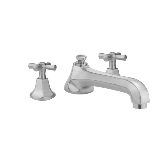 Astor Roman Tub Set with Low Spout and Hex Cross Handles, Satin Brass (SB)