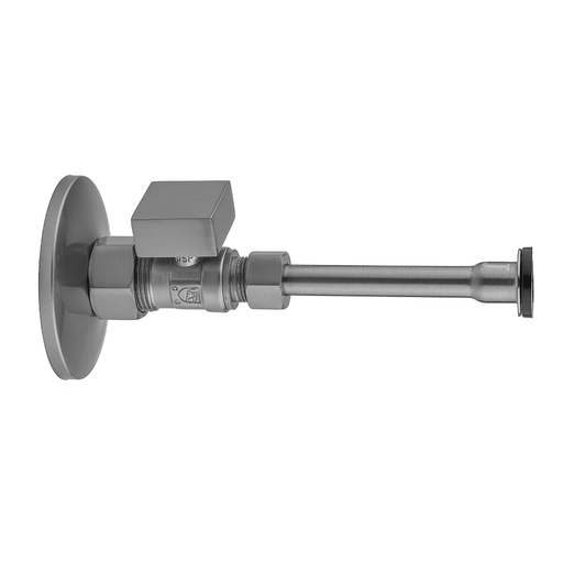Quarter Turn Straight Pattern 5/8" O.D. Compression (Fits 1/2" Copper) x 3/8" O.D. Toilet Supply Kit with Square Handle, 20" Supply Tube, Escutcheon, Antique Copper (ACU)