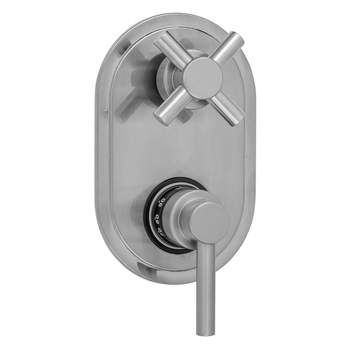 Oval Plate with Contempo Low Lever Thermostatic Valve with Contempo Cross Built-in 2-Way Or 3-Way Diverter/Volume Controls (J-TH34-686 / J-TH34-687 / J-TH34-688 / J-TH34-689), Sedona Beige (SDB)