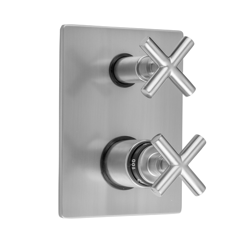 Rectangle Plate with Slim Cross Thermostatic Valve with Slim Cross Built-in 2-Way Or 3-Way Diverter/Volume Controls (J-TH34-686 / J-TH34-687 / J-TH34-688 / J-TH34-689), Bronze Umber (BU)