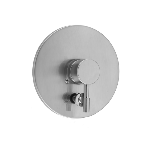 Round Plate With Round Contempo Lever Trim For Pressure Balance Cycling Valve With Built-in Diverter (J-DIV-CSV), Unlacquered Brass (ULB)