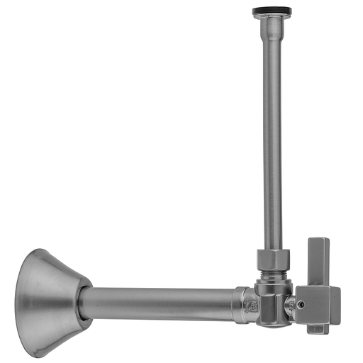Quarter Turn Angle Pattern 1/2" Copper (Sweat Fit) x 3/8" O.D. Toilet Supply Kit with Square Lever Handle, 20" Supply Tube, Escutcheon, Polished Nickel (PN)