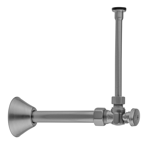 Quarter Turn Angle Pattern 5/8" O.D. Compression (Fits 1/2" Copper) x 3/8" O.D. Toilet Supply Kit Oval Handle, 20" Supply Tube, Cover Tube, Escutcheon, Polished Chrome (PCH)