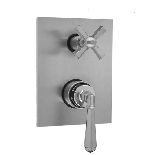 Rectangle Plate with Hex Lever Thermostatic Valve with Hex Cross Built-in 2-Way Or 3-Way Diverter/Volume Controls (J-TH34-686 / J-TH34-687 / J-TH34-688 / J-TH34-689), Matte Black (MBK)