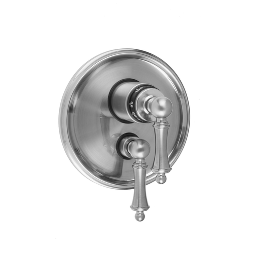 Round Step Plate with Ball Lever Thermostatic Valve and Ball Lever Volume Control Trim for 1/2" Thermostatic Valve with Integral Volume Control (J-THVC12), Bombay Gold (BG)