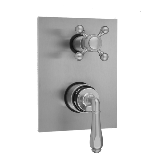 Rectangle Plate with Smooth Lever Thermostatic Valve with Ball Cross Built-in 2-Way Or 3-Way Diverter/Volume Controls (J-TH34-686 / J-TH34-687 / J-TH34-688 / J-TH34-689), Matte Black (MBK)