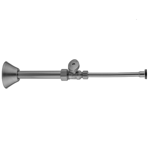 Quarter Turn Straight Pattern 5/8" O.D. Compression (Fits 1/2" Copper) X 3/8" O.D. Toilet Supply Kit with Oval Handle, 20" Supply Tube, Cover Tube, Escutcheon, Satin Brass (SB)