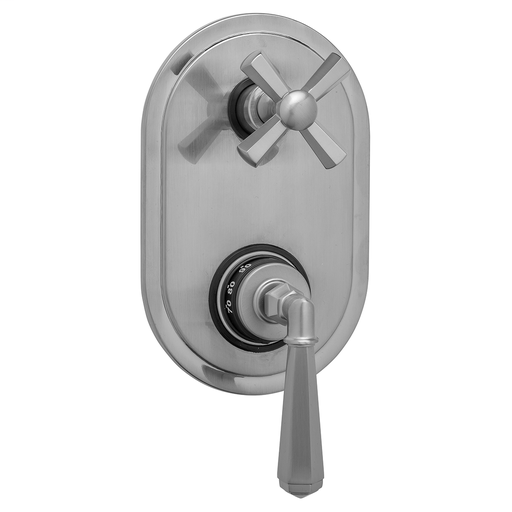 Oval Plate with Hex Lever Thermostatic Valve with Hex Cross Built-in 2-Way Or 3-Way Diverter/Volume Controls (J-TH34-686 / J-TH34-687 / J-TH34-688 / J-TH34-689), Europa Bronze (EB)