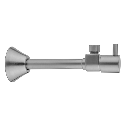 Quarter Turn Ceramic Disc Angle Pattern 1/2" Copper (Sweat fit) x 3/8" O.D. Supply Valve with Contempo Lever Handle, Satin Nickel (SN)