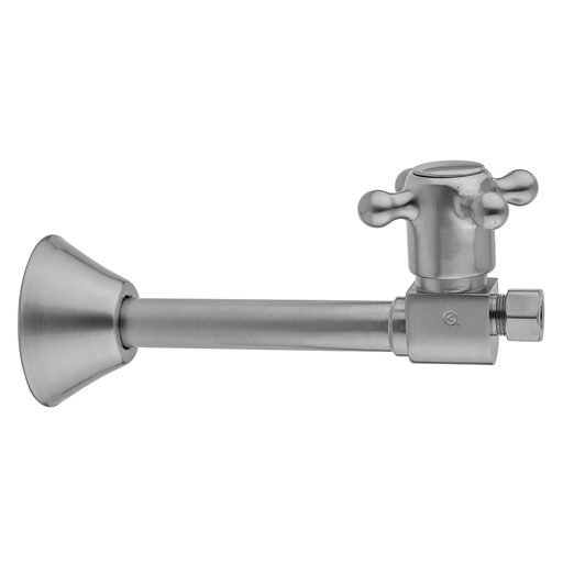Quarter Turn Ceramic Disc Straight 1/2" Copper (Sweat fit) x 3/8" O.D. Supply Valve with Cross Handle, Polished Brass (PB)