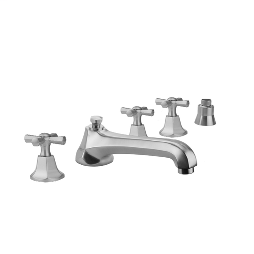 Astor Roman Tub Set with Low Spout and Hex Cross Handles and Straight Handshower Mount, Antique Copper (ACU)