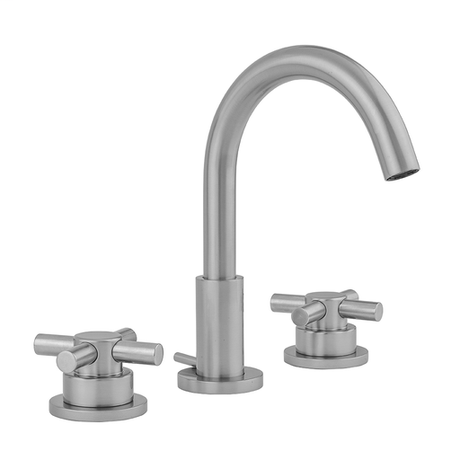 Uptown Contempo Faucet with Round Escutcheons & Low Contempo Cross Handles & Fully Polished & Plated Pop-Up Drain, Bombay Gold (BG)
