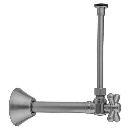 Quarter Turn Angle Pattern 1/2" Copper (Sweat Fit) x 3/8" O.D. Toilet Supply Kit with Standard Cross Handle, 20" Supply Tube, Escutcheon, Tristan Brass (TB)