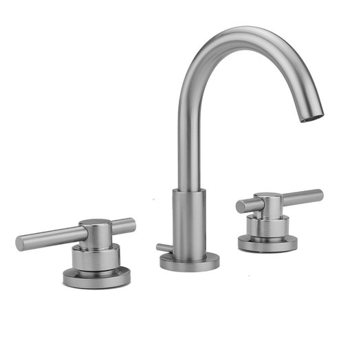 Uptown Contempo Faucet with Round Escutcheons & Peg Lever Handles & Fully Polished & Plated Pop-Up Drain, Satin Chrome (SC)