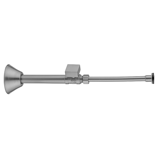 Quarter Turn Straight Pattern 1/2" Copper (Sweat Fit) x 3/8" O.D. Toilet Supply Kit with Square Handle, 20" Supply Tube, Escutcheon, Satin Chrome (SC)