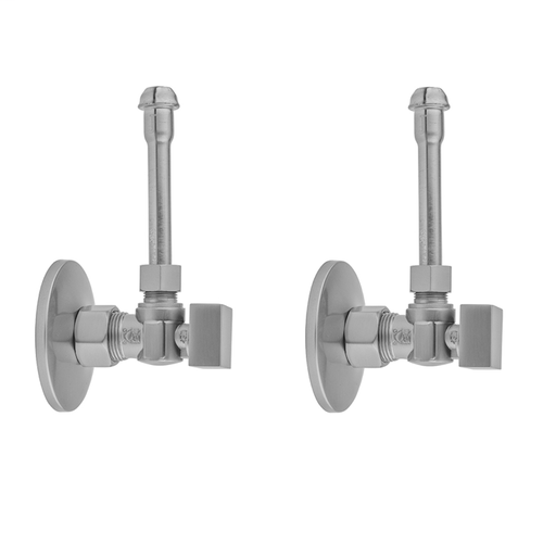 Quarter Turn Angle Pattern 5/8" O.D. Compression (Fits 1/2" Copper) x 3/8" O.D. Faucet Supply Kit with Square Handle, 20" Supply Tubes, Escutcheons, Antique Brass (AB)