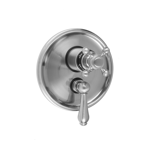 Round Step Plate with Ball Cross Thermostatic Valve and Regency Lever Volume Control Trim for 1/2" Thermostatic Valve with Integral Volume Control (J-THVC12), Antique Copper (ACU)