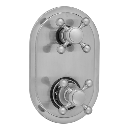 Oval Plate with Ball Cross Thermostatic Valve with Ball Cross Built-in 2-Way Or 3-Way Diverter/Volume Controls (J-TH34-686 / J-TH34-687 / J-TH34-688 / J-TH34-689), Vintage Bronze (VB)