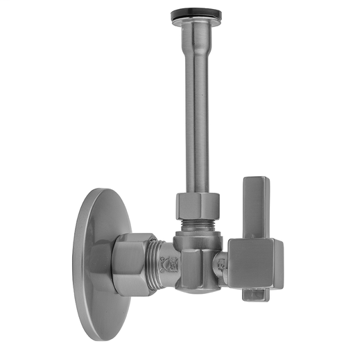 Quarter Turn Angle Pattern 5/8" O.D. Compression (Fits 1/2" Copper) x 3/8" O.D. Toilet Supply Kit Square Lever Handle, 20" Supply Tube, Escutcheon, Antique Copper (ACU)