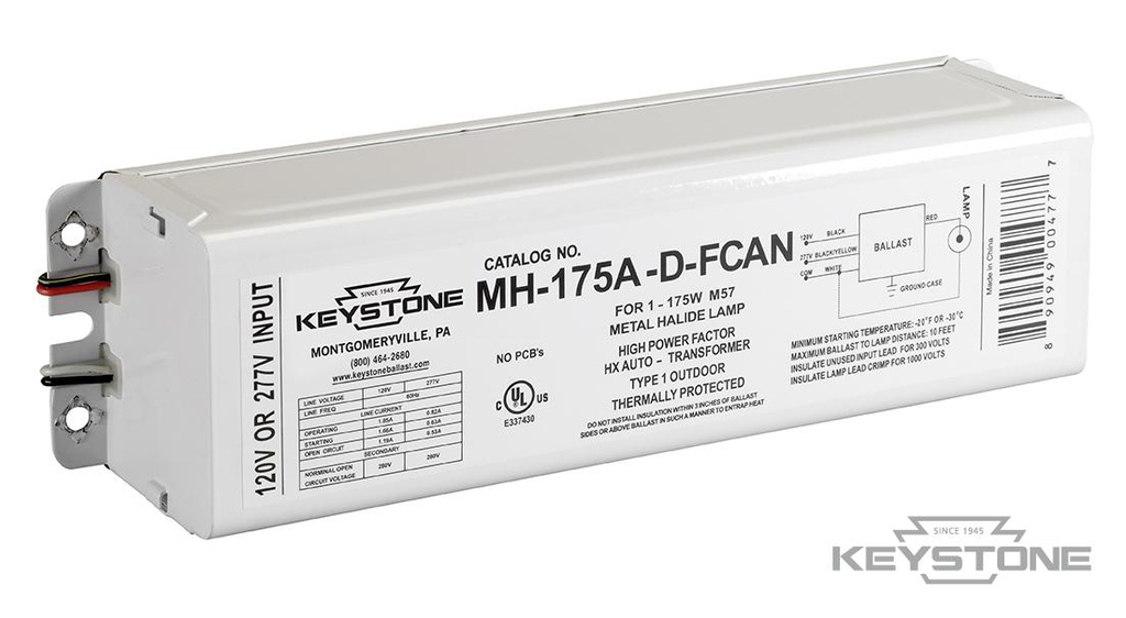 Product image for Key MH-175A-D-FCAN 175W Metal Halid