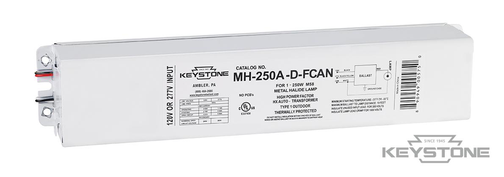 Product image for Key MH-250A-D-FCAN 250W Metal Halid