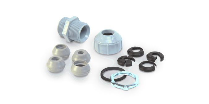 Product image for IPEX 278100 1/2 Inch PVC Non-Metallic Threaded Rigid Conduit Strain Relief Connector