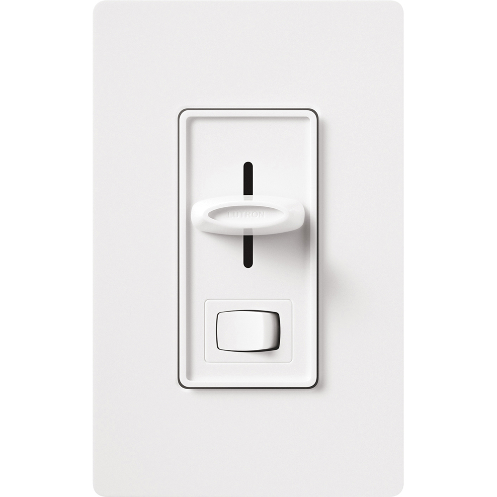 Product image for Lutron S-600PH-WH 600 W 120 VAC White 1-Pole Incandescent/Halogen Preset Slide Dimmer with On-Off Switch