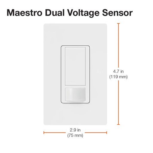 Product image for Lutron MS-OPS6M2-DV-WH Maestro 6 Amp Occupancy Sensor Dual Votage Switch