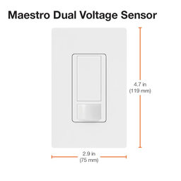 Product image for Lutron MS-OPS6M2-DV-WH Maestro 6 Amp Occupancy Sensor Dual Votage Switch