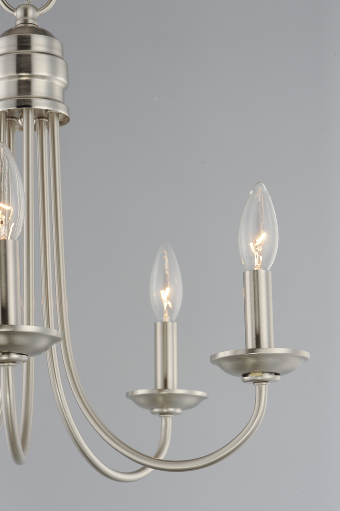 Logan 5-Light Candle Chandelier, Satin Nickel