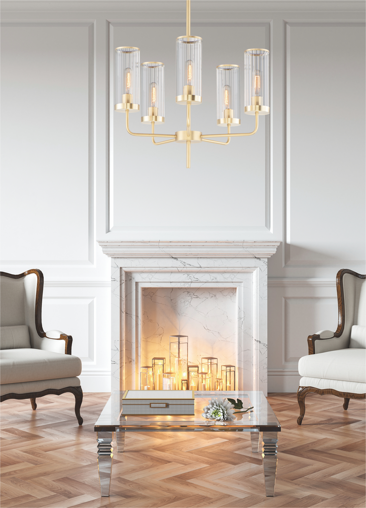 Crosby 5-Light Chandelier, Satin Brass