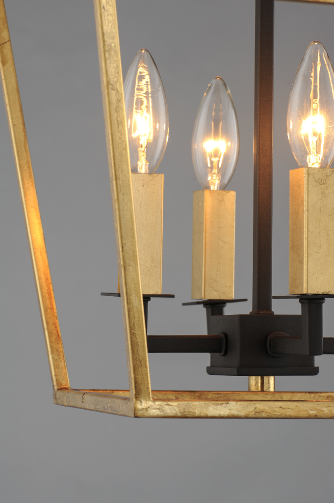 Abode 4-Light Small Chandelier, Gold Leaf / Textured Black