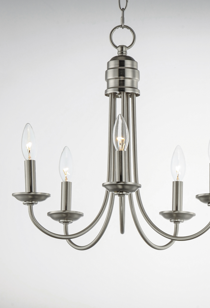 Logan 5-Light Candle Chandelier, Satin Nickel