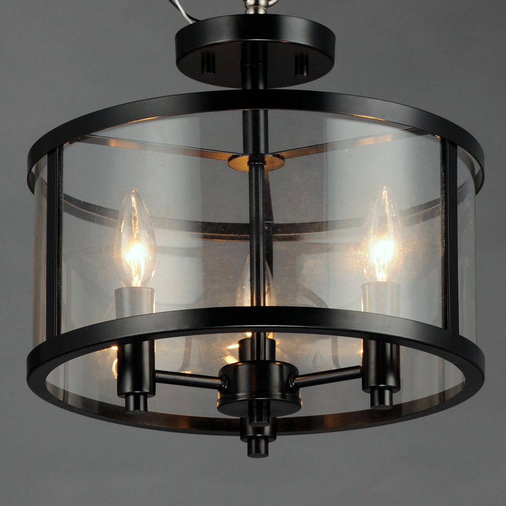 Sentinel 3-Light Semi Flush, Black