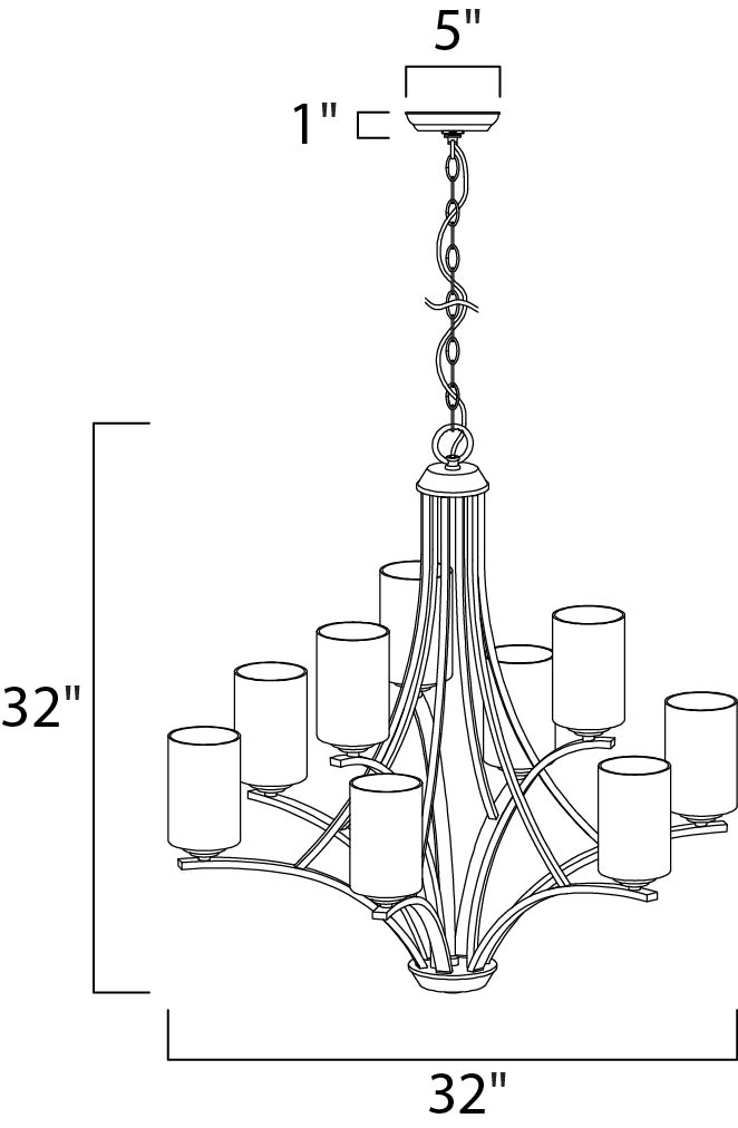 Deven 9-Light Chandelier, Satin Nickel