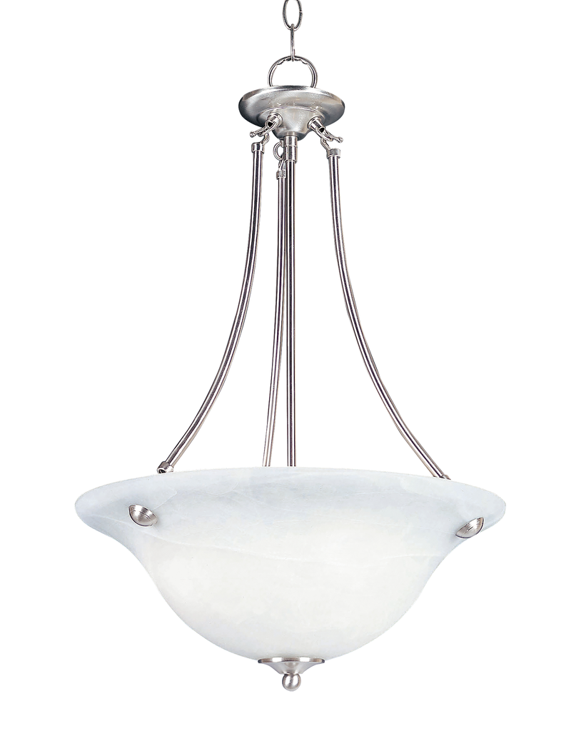Product image for Malaga 3 Light Inverted Bowl Pendant - Satin Nickel w/ Marble Glass