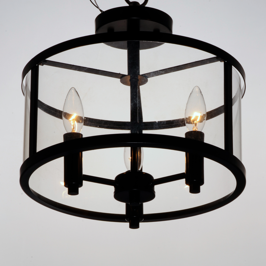 Sentinel 3-Light Semi Flush, Black