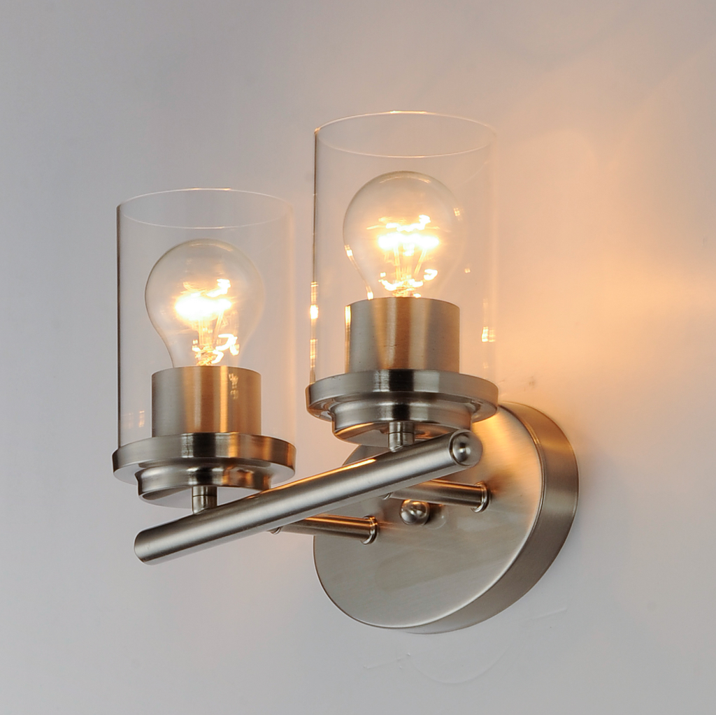 Corona 2-Light Bath Vanity, Satin Nickel