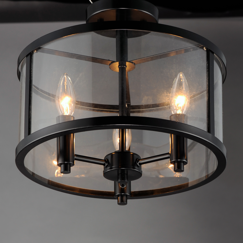 Sentinel 3-Light Semi Flush, Black