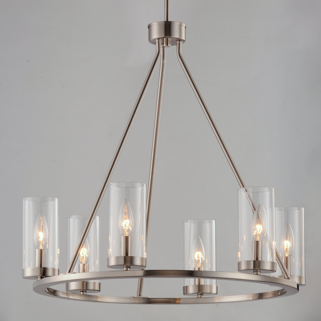 Sentinel 6-Light Chandelier, Satin Nickel