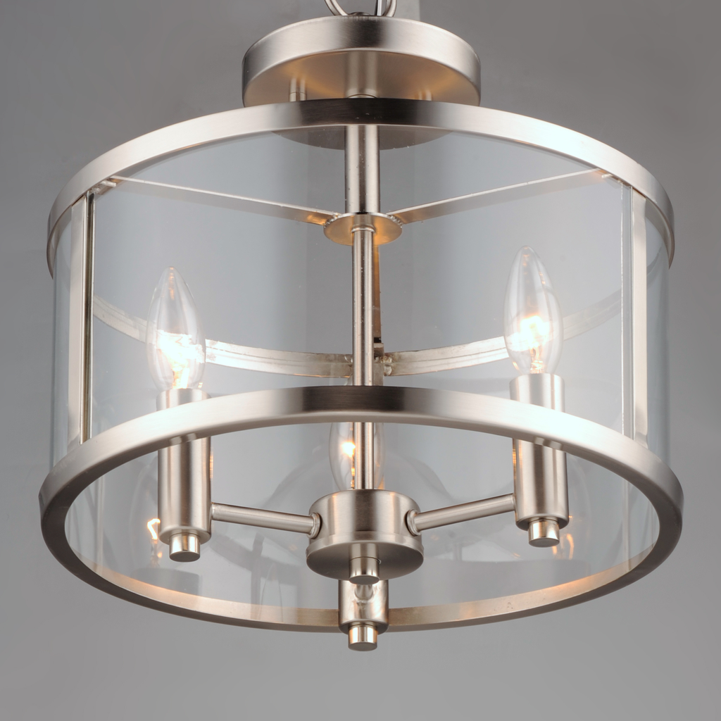 Sentinel 3-Light Semi Flush, Satin Nickel