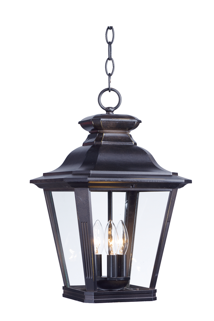 Product image for Knoxville 3 Light Hanging Lantern - Bronze w/ Clear Glass